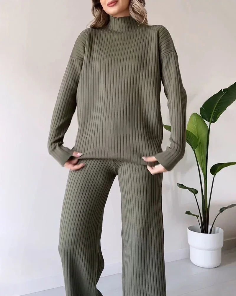 Esmee | Elegant Tvådelat Set Dam – Ribbade Detaljer För Stil Och Komfort 2