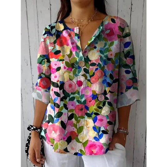 Women's Blouse Floral Print Size S-3XL Soft Fabric-1