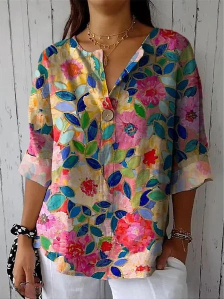 Variant image for Women's Blouse Floral Print Size S-3XL Soft Fabric-5