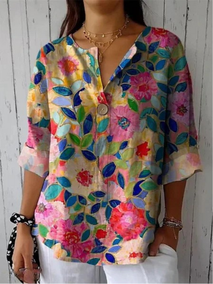 Variant image for Women's Blouse Floral Print Size S-3XL Soft Fabric-5