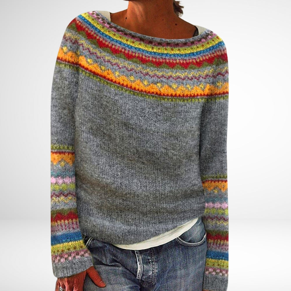 Rachel | Retro Hösttröja Med Unik Stil Och Komfort I Flerfärgad Ullblandning-1