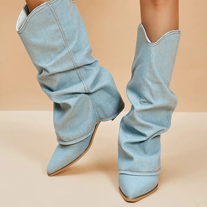 Claire | Unika Denim Knästövlar För Komfort Och Stiliga Uttryck 4