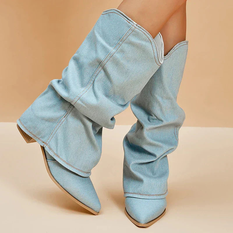 Claire | Unika Denim Knästövlar För Komfort Och Stiliga Uttryck 8