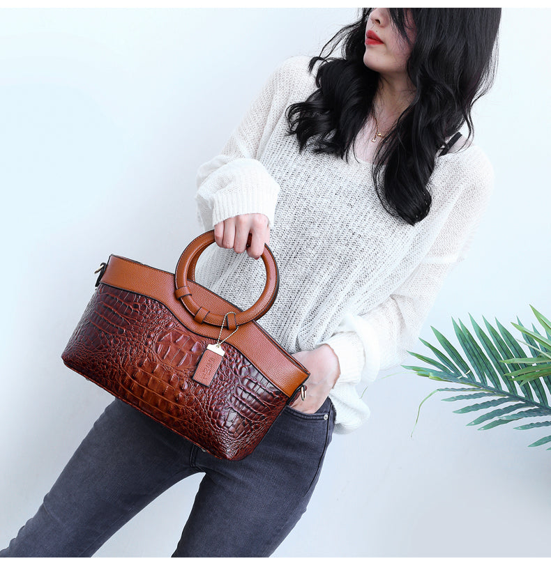 Talisa | Elegant Svart Handväska Dam – Krok-Embossed Veganskt Läder 2