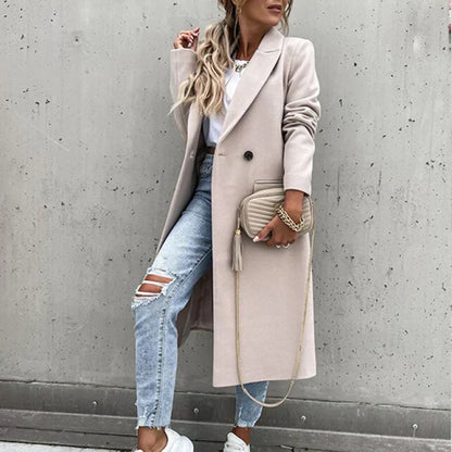 Holly | Elegant Svart Ullblandning Lång Kappa Dam För Kalla Månader 8