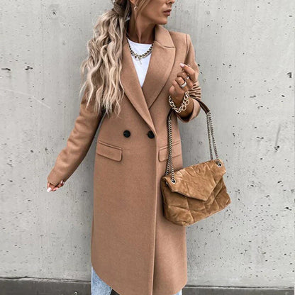 Holly | Elegant Svart Ullblandning Lång Kappa Dam För Kalla Månader 6