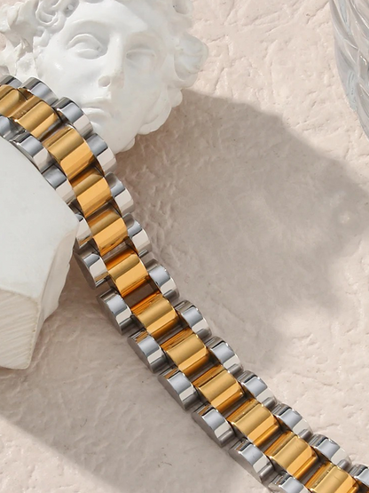 Ynez | Elegant Bred Länkarmband – Guld och Silver för Uttrycksfull Stil 2