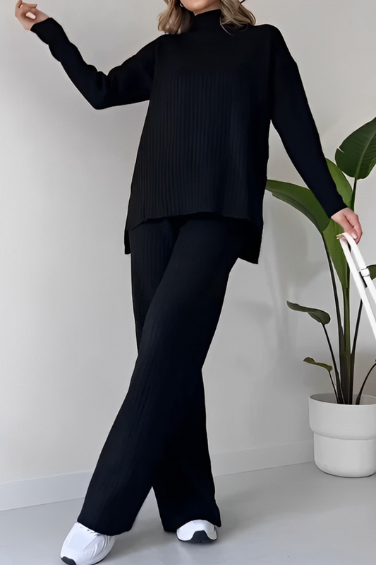 Esmee | Elegant Tvådelat Set Dam – Ribbade Detaljer För Stil Och Komfort 1