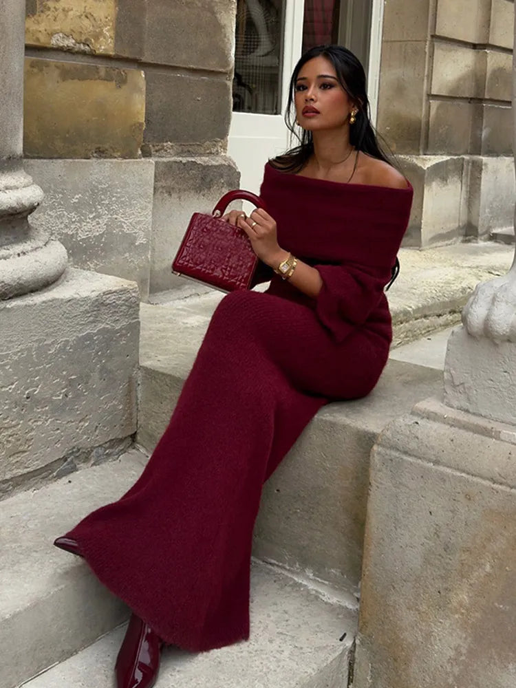 Nadège | Elegant Off-Shoulder Klänning Dam – För Stil och Komfort 7
