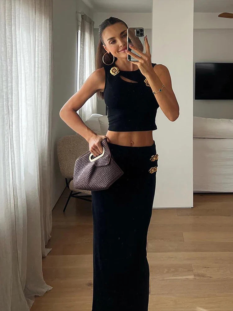 Kamila | Elegant Blommig Topp och Hög Midje Kjol – Chic Look 3