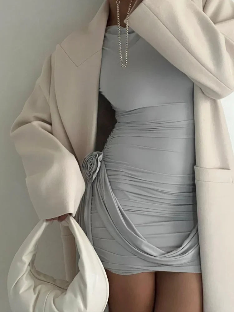 Oriana | Elegant Långärmad Miniklänning – Veckad Design För Alla Tillfällen 7