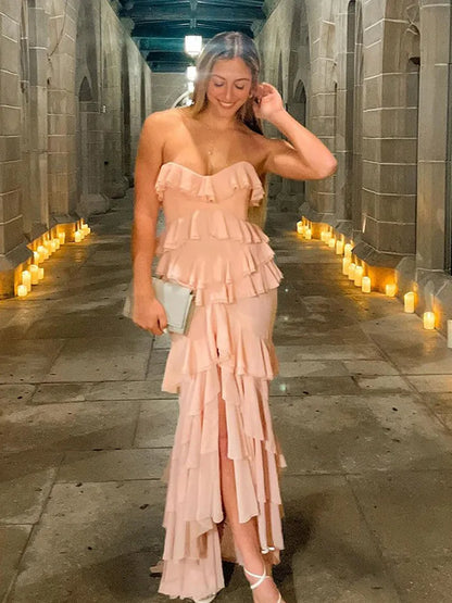 Herena | Off-Shoulder Sommarklänning För Damer – Rufsade Detaljer och Hög Midja 3
