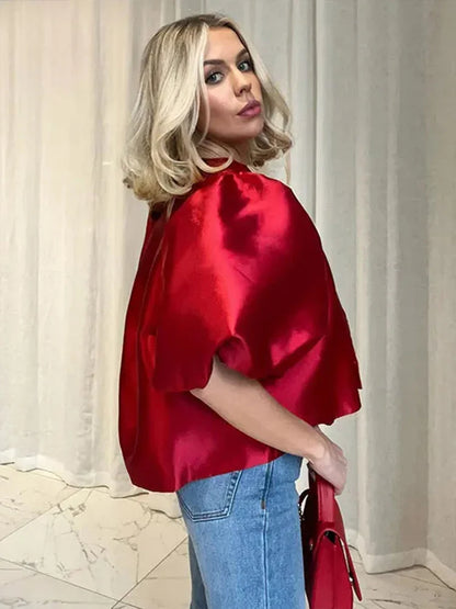 Ros | Chic Vit Blus – Ruffle Detaljer För Elegant Stil 6