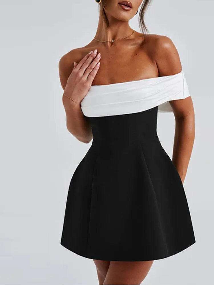 Neliza | Glamourös Off-Shoulder Klänning – Stor Båge För Festliga Tillfällen 5