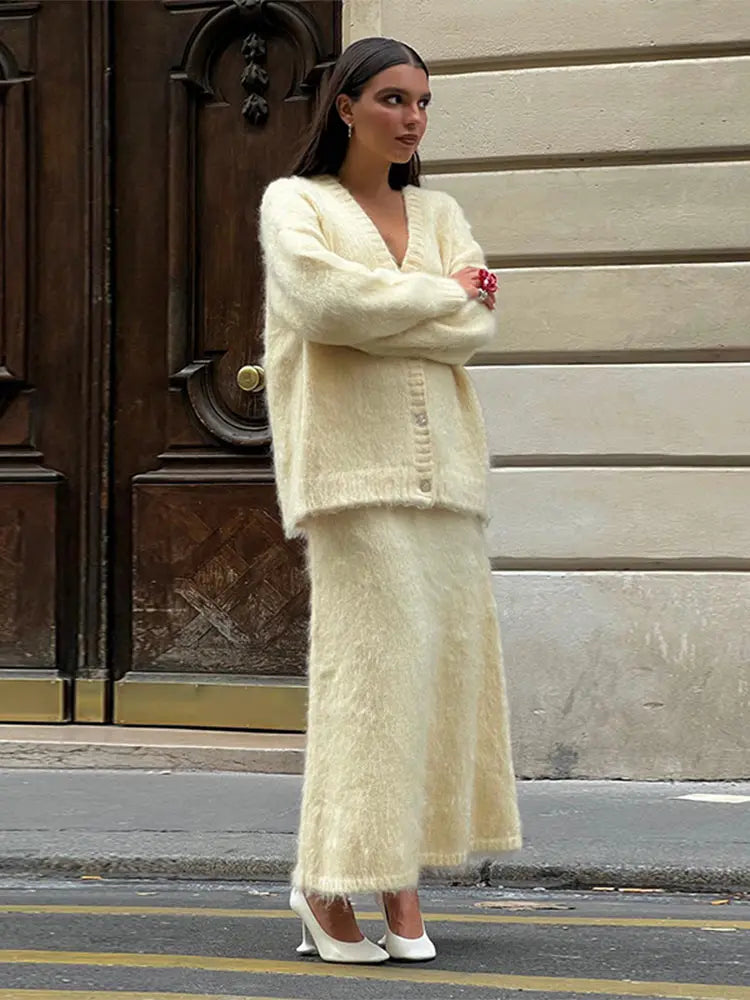Kelsey | Lyxigt V-Ringad Cardigan Set – Mohair Cashmere För Eleganta Och Bekväma Outfitar 5