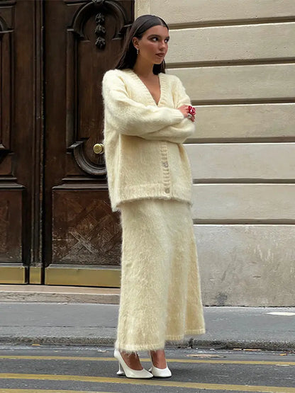 Kelsey | Lyxigt V-Ringad Cardigan Set – Mohair Cashmere För Eleganta Och Bekväma Outfitar 5