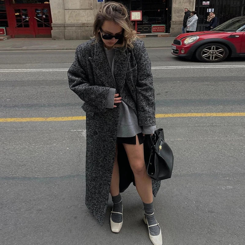 Vianne | Elegant Randig Lång Kappa Dam – För En Sofistikerad Look 7