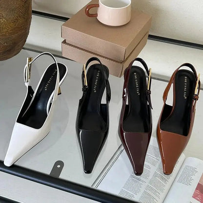 Bianca | Eleganta Höga Klackar – Metallspänne Och Spetsig Tå 8