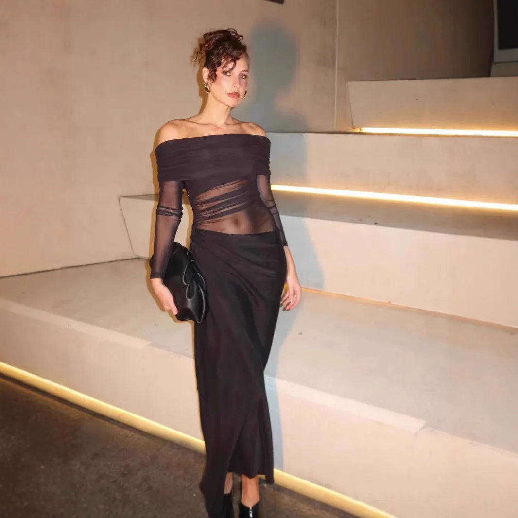 Piper | Elegant En-Shoulder Tulle Klänning För Speciella Tillfällen 1