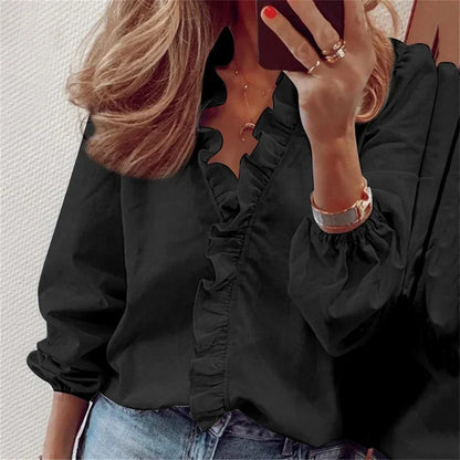 Anna | Romantisk Ruffle-Blus Dam – Eleganta Detaljer 5