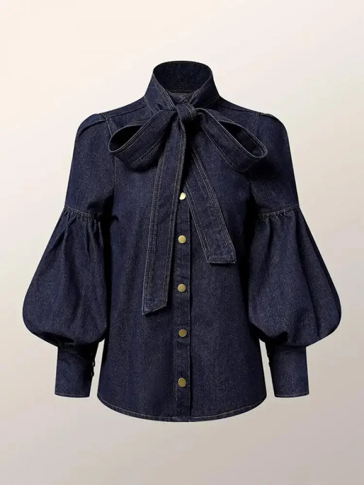 Heidi | Blusar Dam Puffhylsa Denimblus – Elegant Stil med Feminin Touch 6