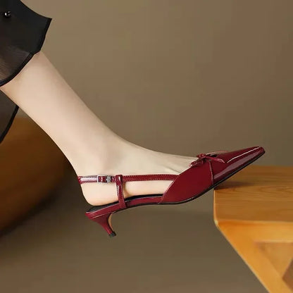 Fiona | Eleganta Dam Sandaler – Spetsig Tå Med Lekfull Bowtie 4