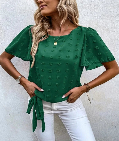 Women's Going Out Top White Size M Chiffon 3D Flowers-3