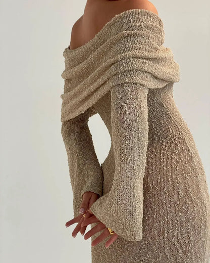 Harmonie | Elegant Vit Stickad Klänning Dam – Ihålig Design 6