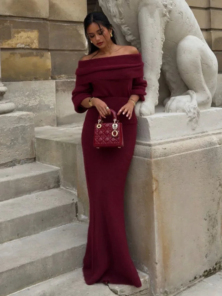 Nadège | Elegant Off-Shoulder Klänning Dam – För Stil och Komfort 4
