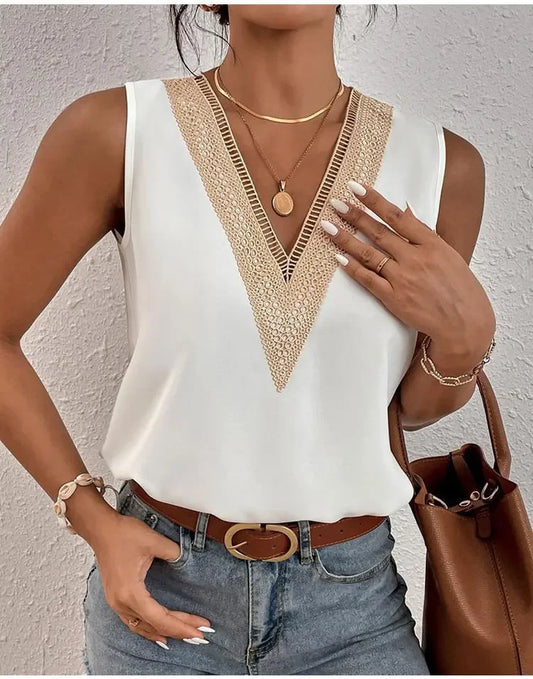Women's Lace Crop Top White Size M Lightweight Fabric-1