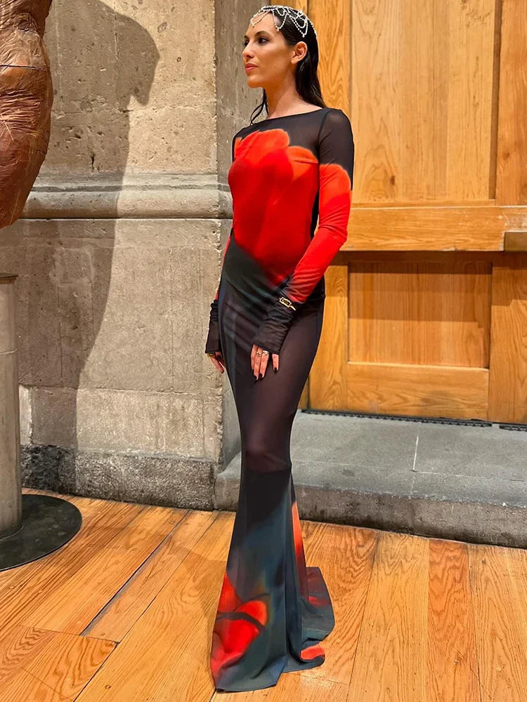 Nolwenn | Fängslande Maxiklänning – Djärv Mesh Design För Glamourösa Tillfällen 4
