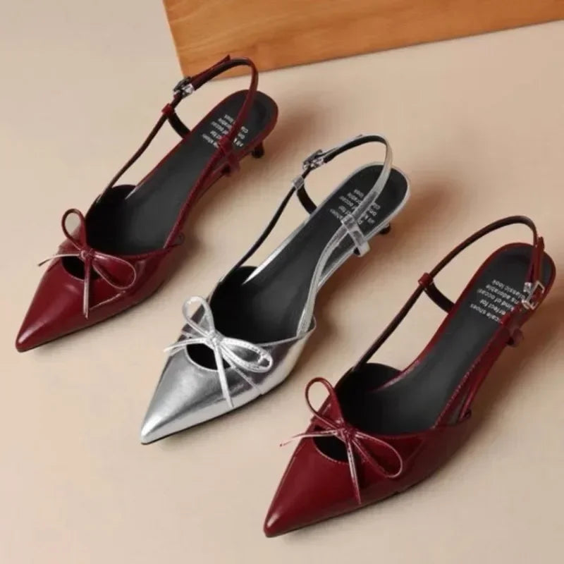 Fiona | Eleganta Dam Sandaler – Spetsig Tå Med Lekfull Bowtie 6
