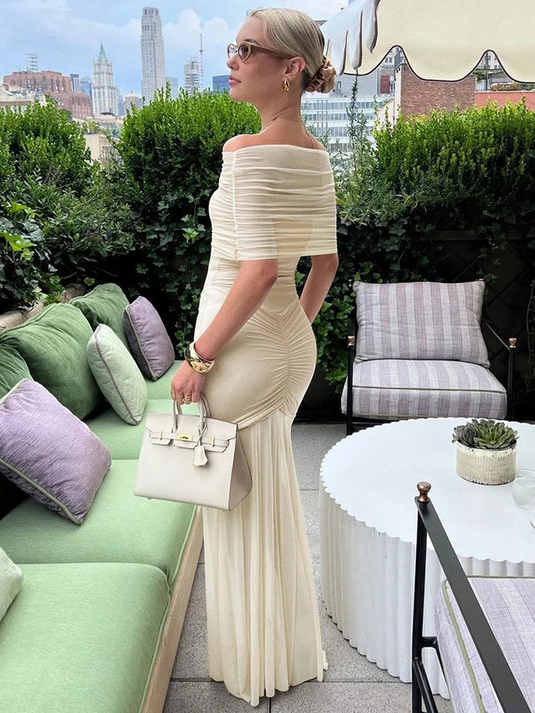 Paloma | Elegant Off-Shoulder Klänning Dam – Perfekt Festklänning för Bröllop och Nyår 2
