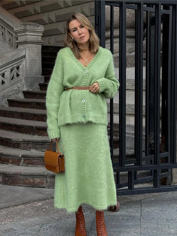 Kelsey | Lyxigt V-Ringad Cardigan Set – Mohair Cashmere För Eleganta Och Bekväma Outfitar 2