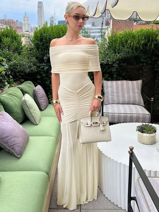 Paloma | Elegant Off-Shoulder Klänning Dam – Perfekt Festklänning för Bröllop och Nyår 1