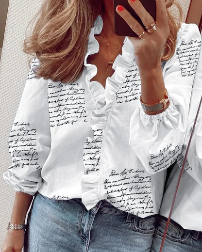 Anna | Romantisk Ruffle-Blus Dam – Eleganta Detaljer 7