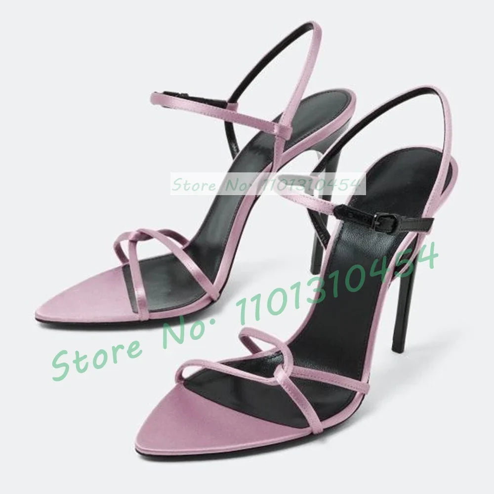 Maribelle | Eleganta Grön Satin Sandaler Dam med Tvärrem 2