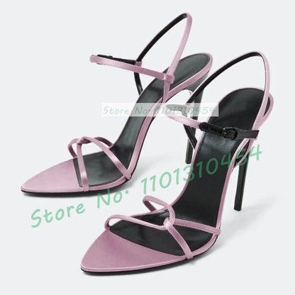 Maribelle | Eleganta Grön Satin Sandaler Dam med Tvärrem 2