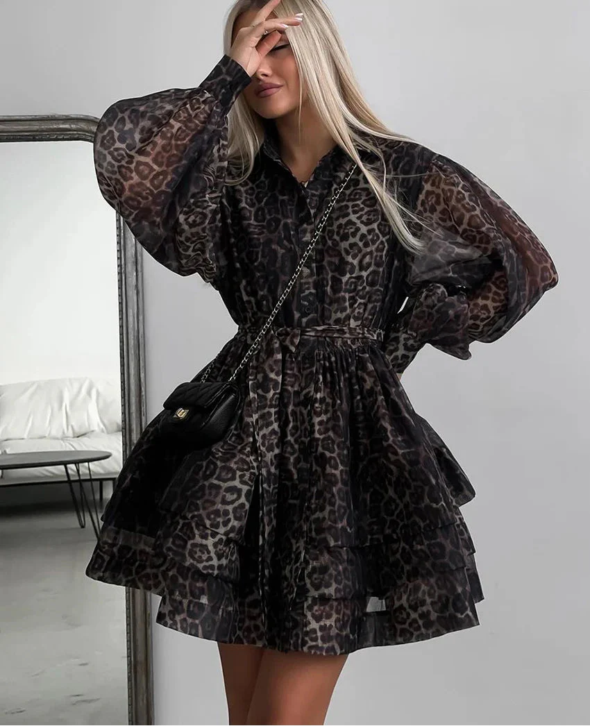 Leona | Vintage Leopard Miniklänning – Retro Charm För Elegant Stil 4