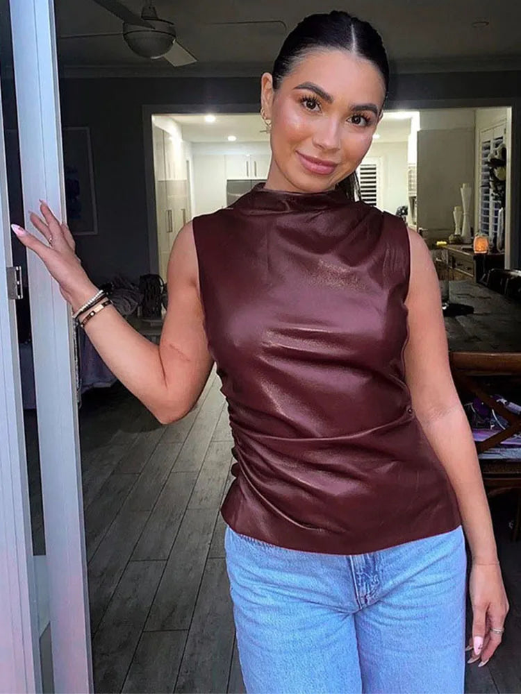 Sofia | Minimalistisk PU Tank Top – Tidlös Elegans 2
