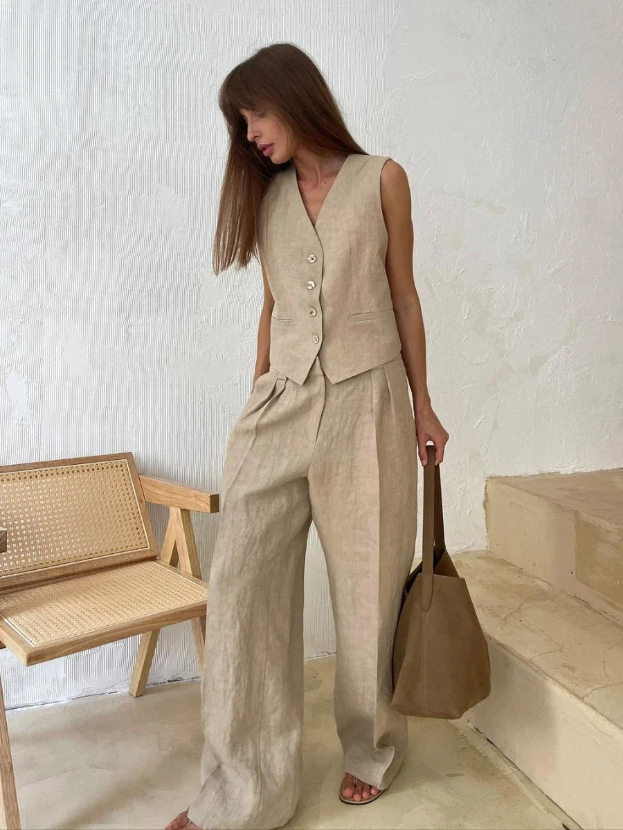 Leah | Elegant Linne Set Dam För Stiliga Tillfällen 5