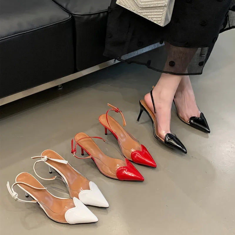 Quinn | Eleganta Hjärtformade Slingbacks – Hög Stiletto-Klack 8
