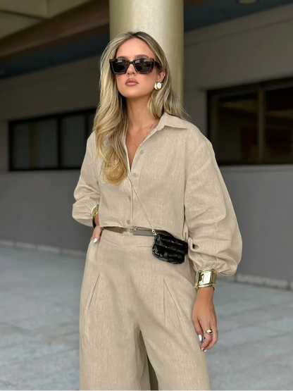 Elena | Elegant Linnekostym Herr – Kaki för Stil och Komfort 2
