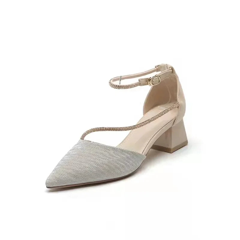 Minerva | Glamourösa Sandaler Dam – Strass Blockklack 4