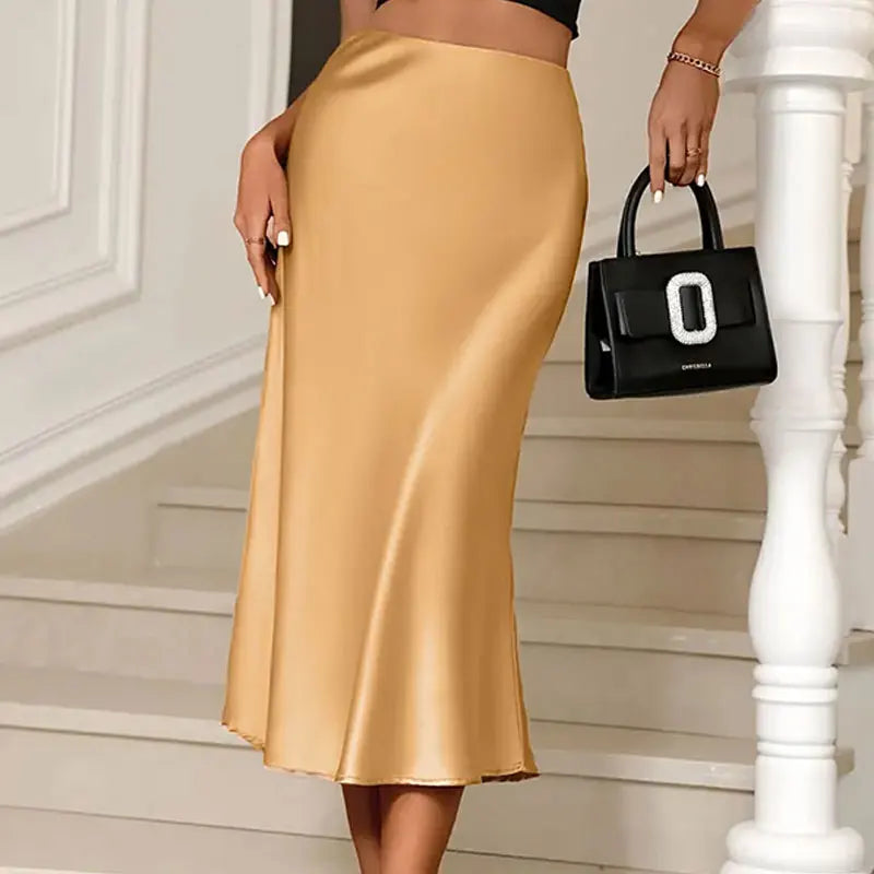Sanura | Lyxig Silkesatin Kjol Dam – Elegant För Speciella Tillfällen 2