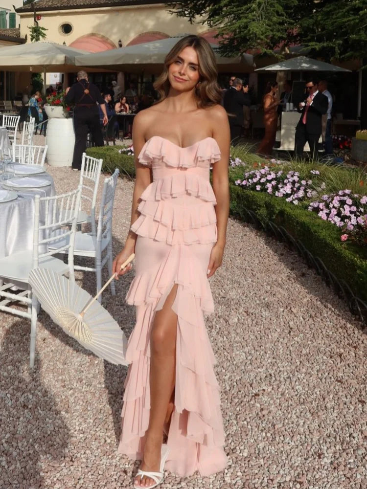 Herena | Off-Shoulder Sommarklänning För Damer – Rufsade Detaljer och Hög Midja 1
