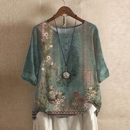 Women's Blouse Floral Print Size M Cotton Blend-1