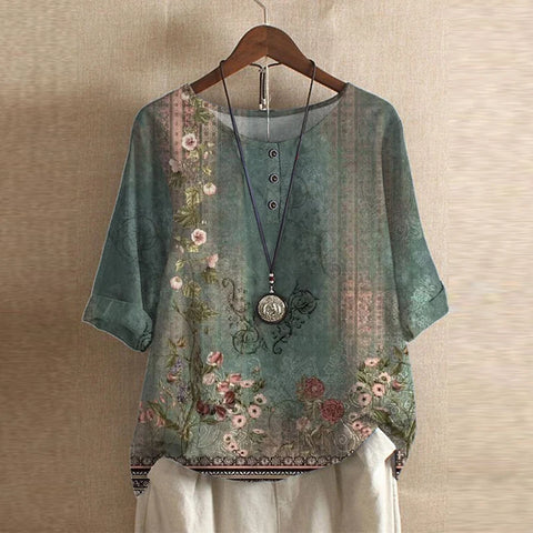 Women's Blouse Floral Print Size M Cotton Blend-1