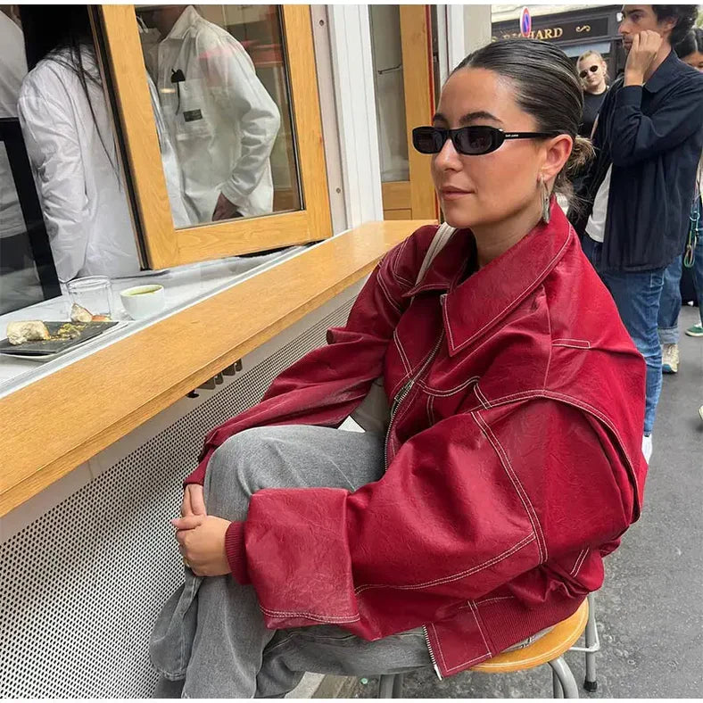 Faye | Trendig Oversized Skinnjacka Dam – Svart För Alla Tillfällen 10