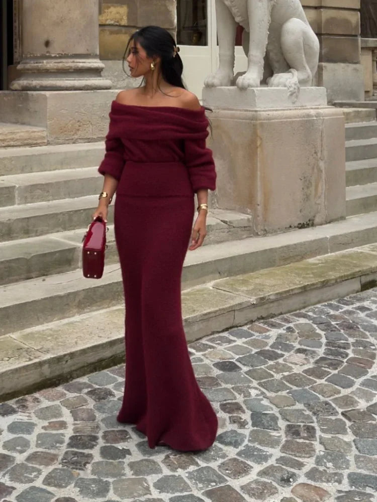 Nadège | Elegant Off-Shoulder Klänning Dam – För Stil och Komfort 3